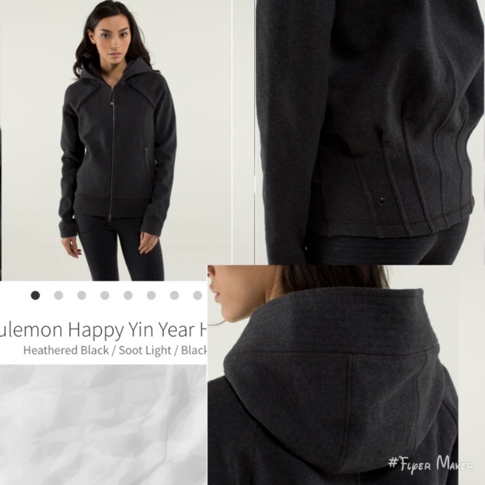 EUC Lululemon Happy Yin Year Hoodie Heathered Black / Soot Light / Black -size 4